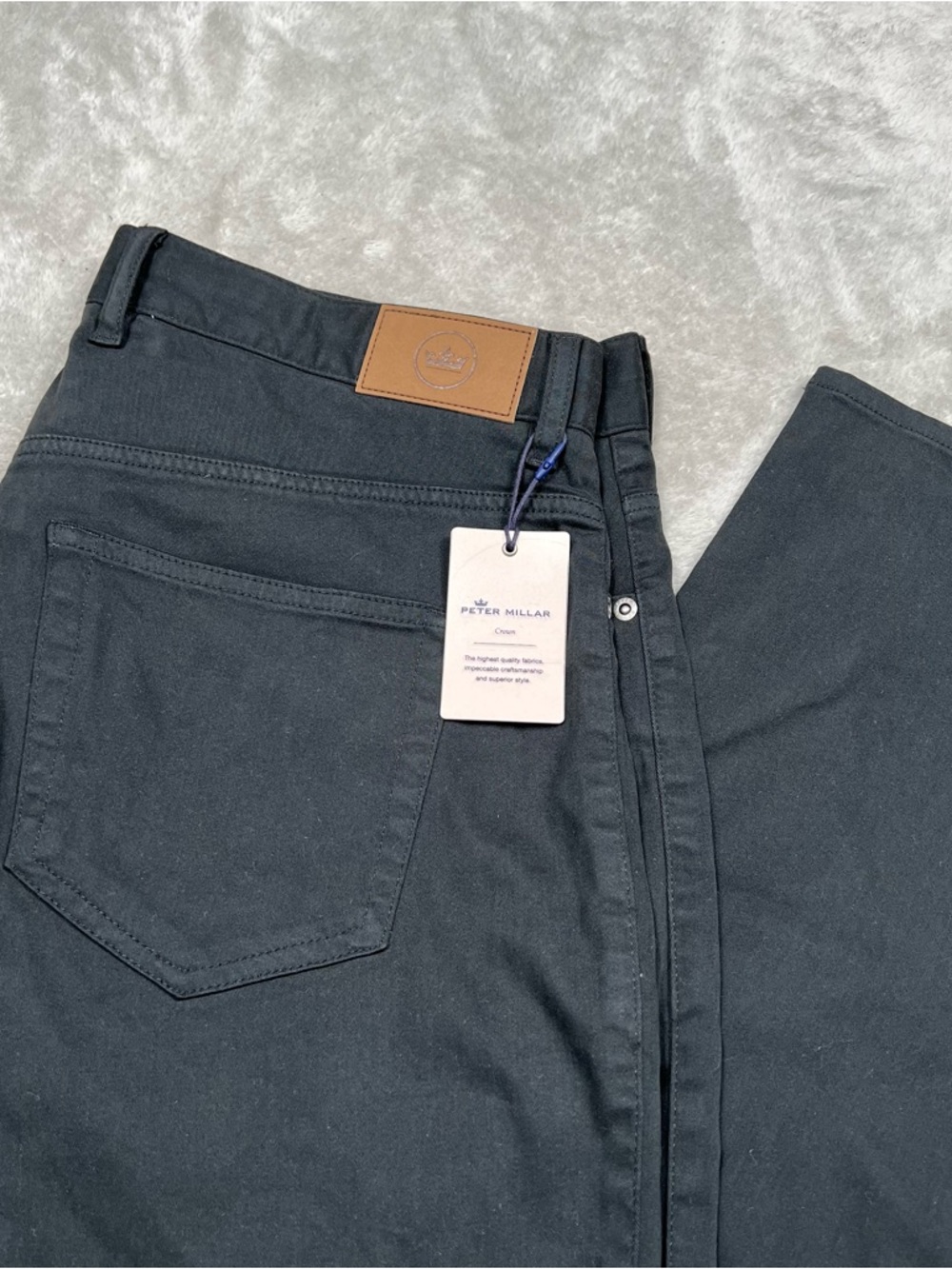 NWT Peter Millar Ultimate Sateen 5 Pocket Pants Mens 34x33 Black Golf ME0B39